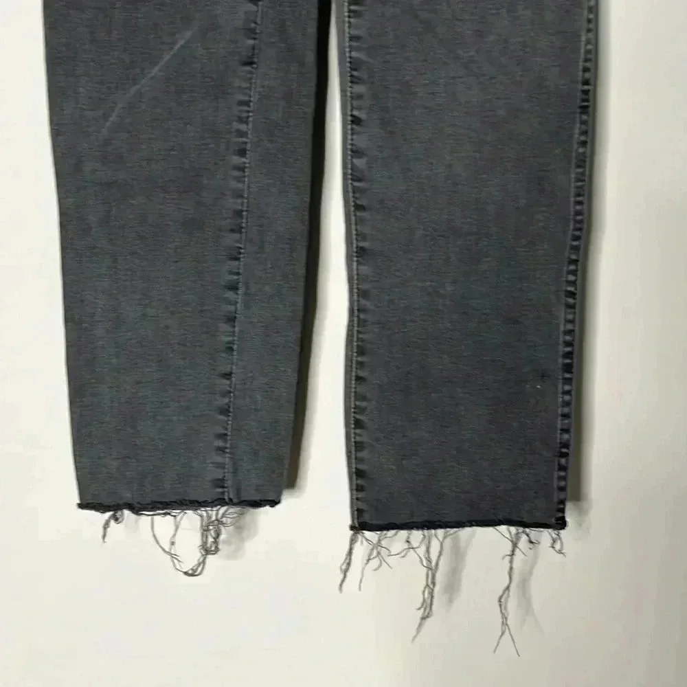 Madewell Stovepipe High-Rise Raw Hem Faded Black Skinny Jeans Size 25 - Picture 4 of 8